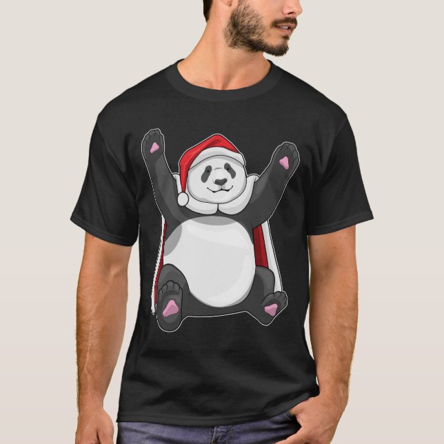 Camiseta Panda Christmas Santa hat (Frente)