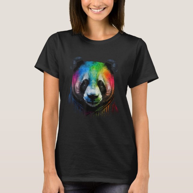 Camiseta Panda Colorida Pop Splash Tie Dye Rainbow (Frente)