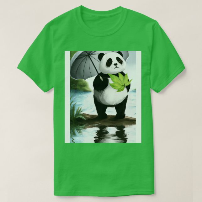 Camiseta Panda com a folha Umbrella 1 (Frente do Design)
