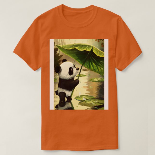 Camiseta Panda com a folha Umbrella 2 (Frente do Design)