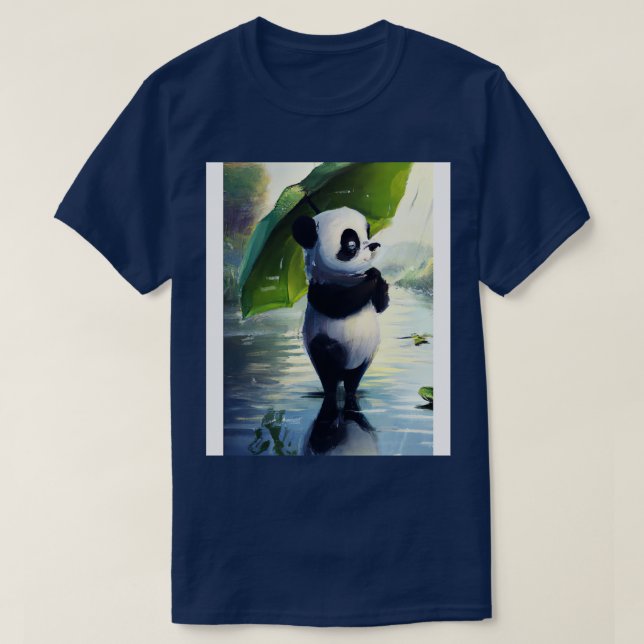 Camiseta Panda com a folha Umbrella 5 (Frente do Design)