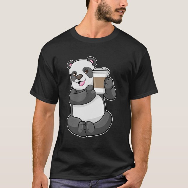 Camiseta Panda com café para ir (Frente)