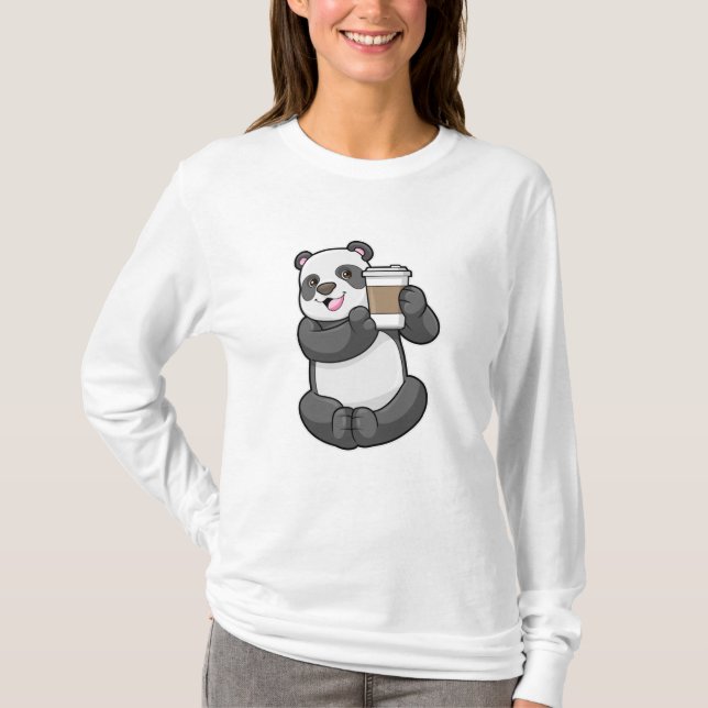 Camiseta Panda com café para ir (Frente)