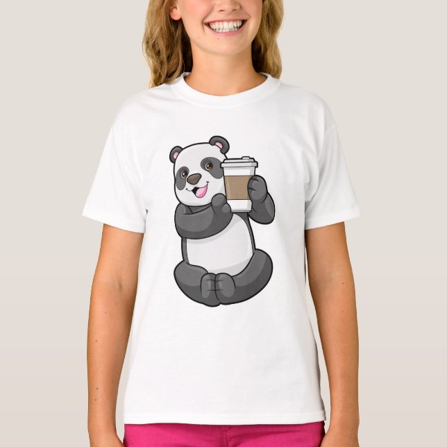 Camiseta Panda com café para ir (Frente)