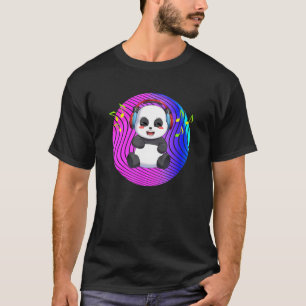 Camiseta Panda Com Fones de ouvido De Música Dj