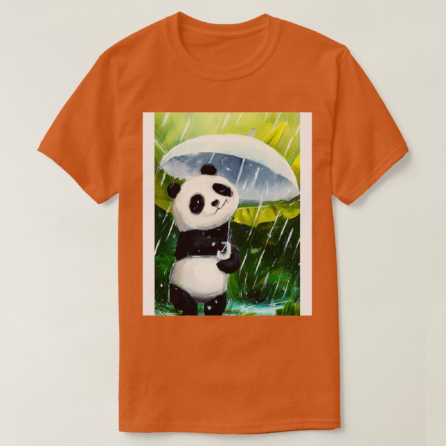 Camiseta Panda com o Umbrella folha (Frente do Design)