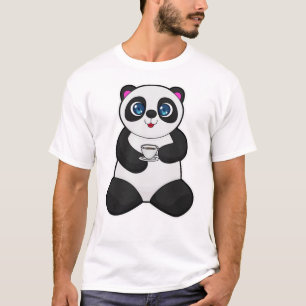 Camiseta Panda com Taça de Café