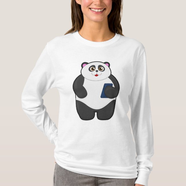 Camiseta Panda com telefone celular (Frente)