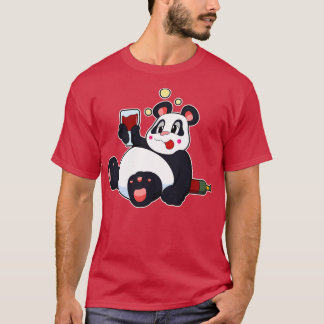 Camiseta Panda com Vidro de Vinho Vermelho