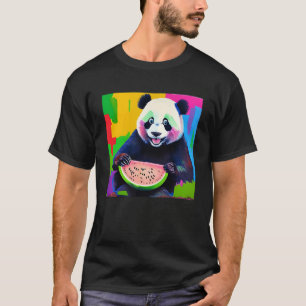 Camiseta Panda come pintura a óleo de melão de água