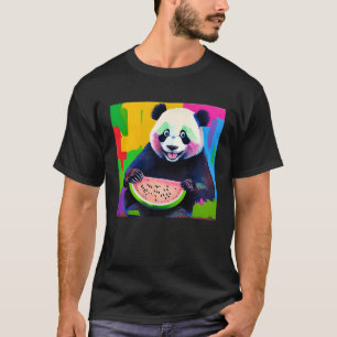 Camiseta Panda come pintura a óleo de melão de água