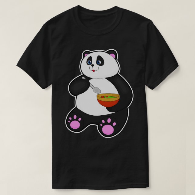 Camiseta Panda comendo com Spoon Bowl (Frente do Design)