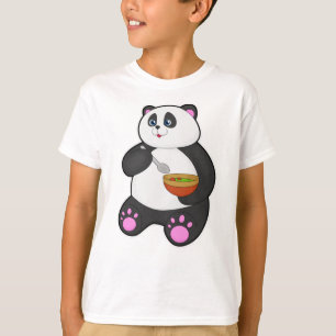 Camiseta Panda comendo com Spoon e Bowl