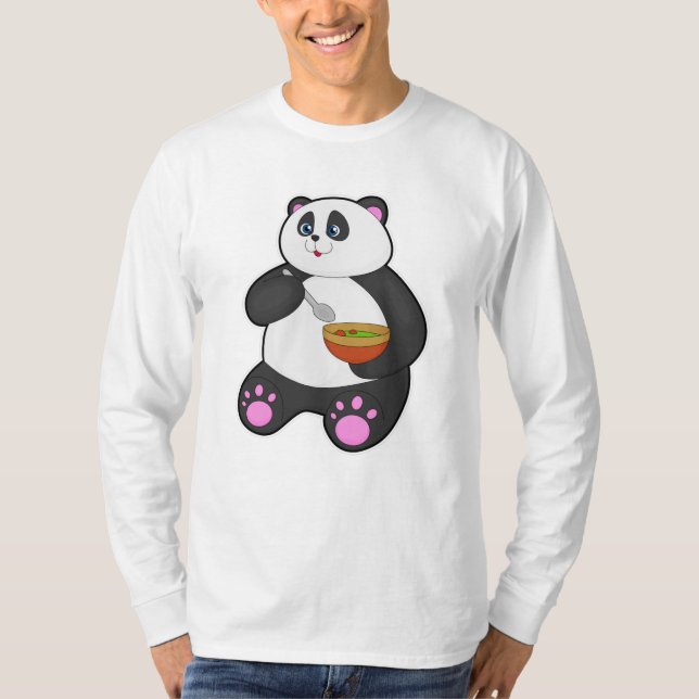 Camiseta Panda comendo com Spoon e Bowl (Frente)