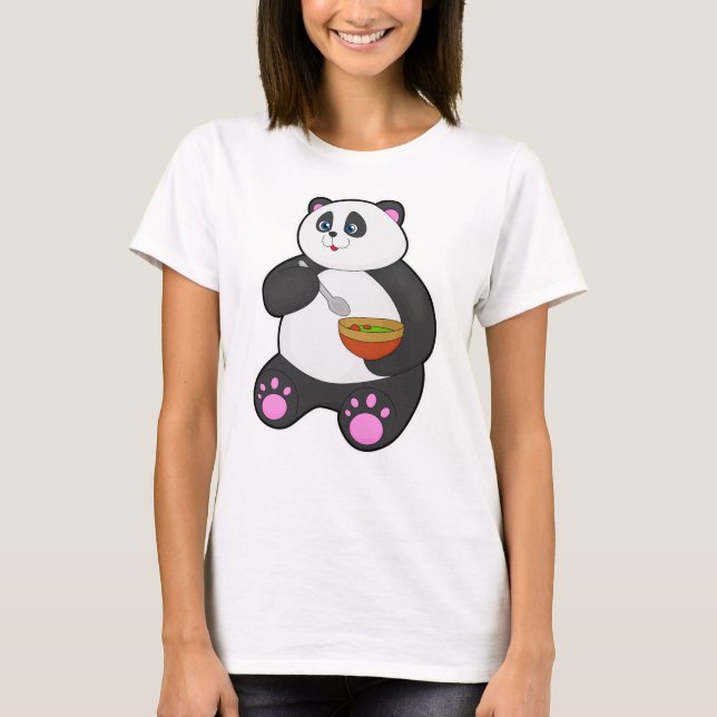 Camiseta Panda comendo com Spoon e Bowl (Frente)