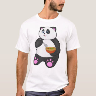 Camiseta Panda comendo com Spoon e Bowl