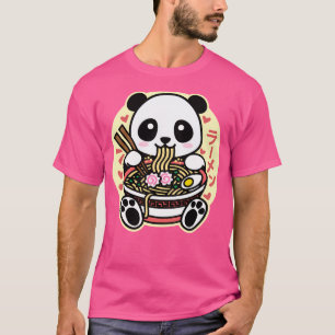 Camiseta Panda comendo Ramen Cute Kawaii Noodles