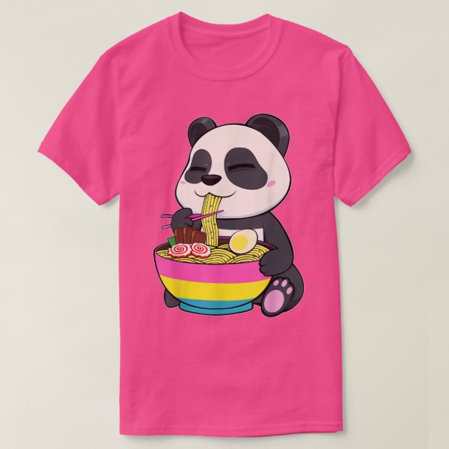 Camiseta Panda Comendo Ramen LGBTQ Orgulho Panseual Pan Ban (Frente do Design)
