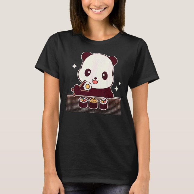 Camiseta Panda Comendo Sushi Cute Panda Bear (Frente)