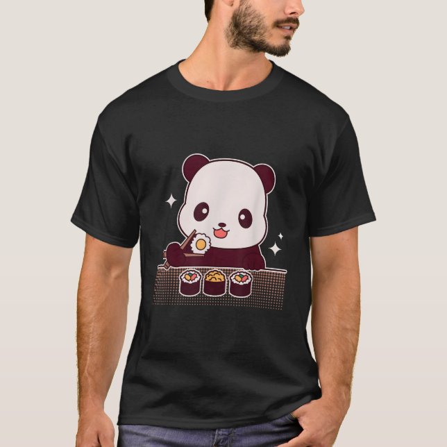 Camiseta Panda Comendo Sushi Panda Bear (Frente)
