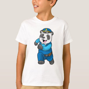 Camiseta Panda como agente da polícia com chapéu da polícia