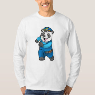 Camiseta Panda como agente da polícia com chapéu da polícia