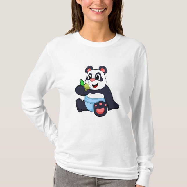 Camiseta Panda como bebê com Bambus (Frente)