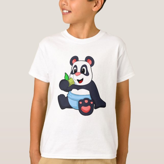 Camiseta Panda como bebê com Bambus (Frente)