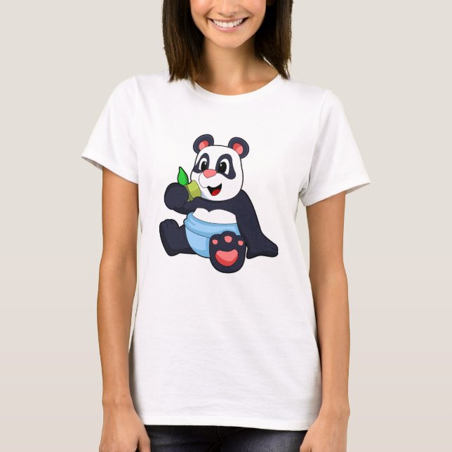 Camiseta Panda como bebê com Bambus (Frente)