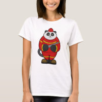 Panda como bombeiro com mangueira