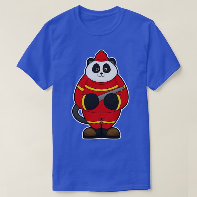 Camiseta Panda como bombeiro com mangueira (Frente do Design)
