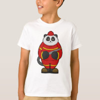 Panda como bombeiro com mangueira