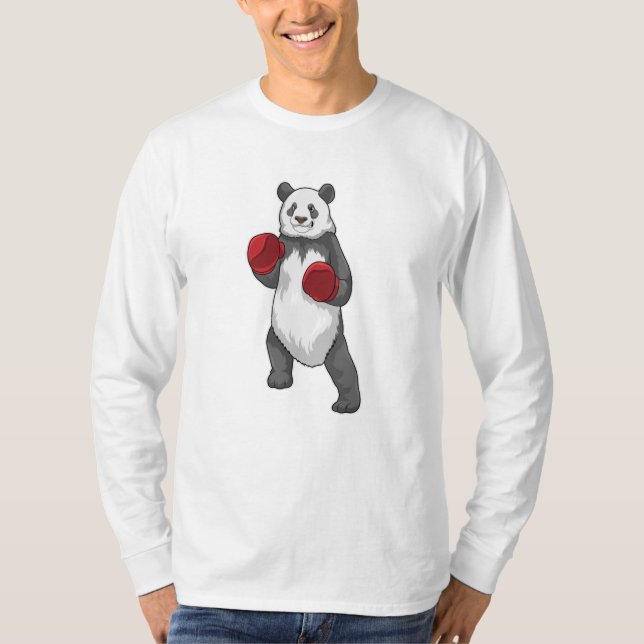 Camiseta Panda como Boxer com luvas "in a box" (Frente)
