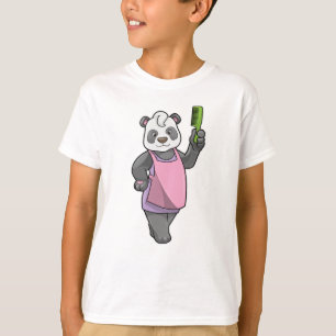 Camiseta Panda como cabeleireiro com Comb