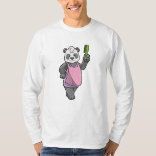 Camiseta Panda como cabeleireiro com Comb