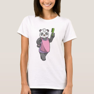 Camiseta Panda como cabeleireiro com Comb