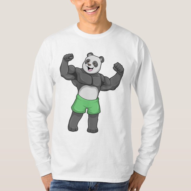 Camiseta Panda como construtor de bases em Bodybuilding (Frente)