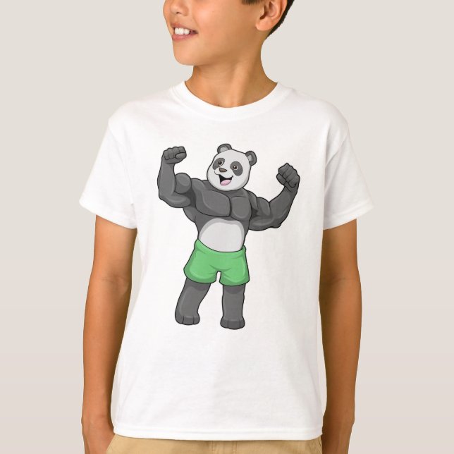 Camiseta Panda como construtor de bases em Bodybuilding (Frente)