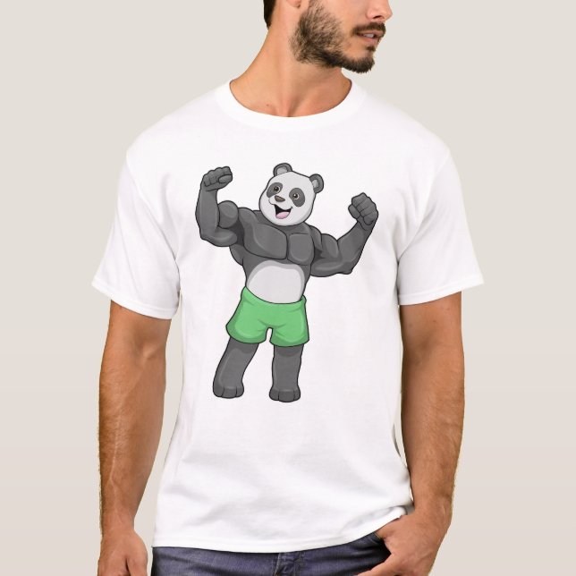 Camiseta Panda como construtor de bases em Bodybuilding (Frente)
