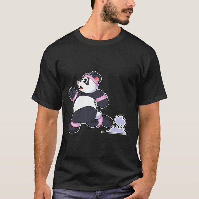 Camiseta Panda como corredor na corrida (Frente)