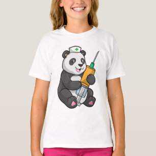 Camiseta Panda como enfermeira com seringa