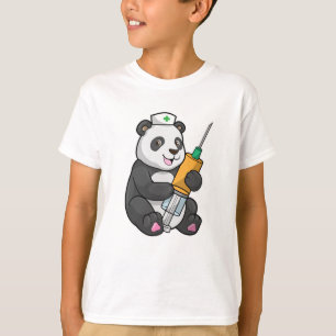 Camiseta Panda como enfermeira com seringa