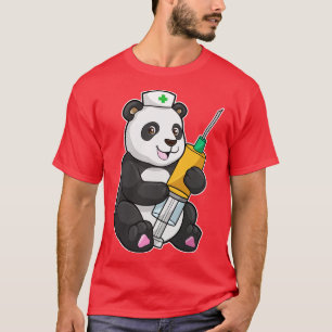 Camiseta Panda como enfermeira com seringa