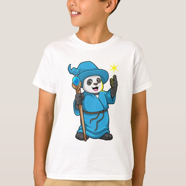 Camiseta Panda como Feiticeiro com varinha mágica (Frente)