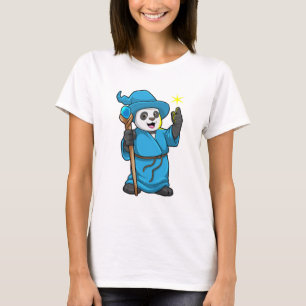 Camiseta Panda como Feiticeiro com varinha mágica