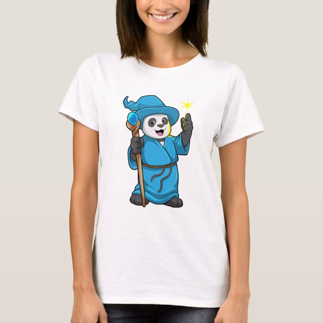 Camiseta Panda como Feiticeiro com varinha mágica (Frente)
