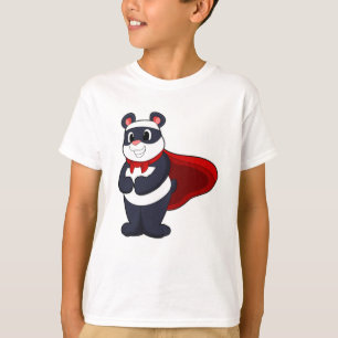 Camiseta Panda como Herói com Máscara e Cabo