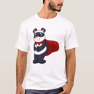 Camiseta Panda como Herói com Máscara e Cabo