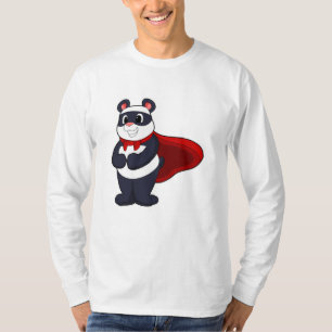 Camiseta Panda como Herói com Máscara e Cabo