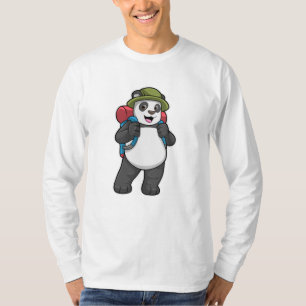 Camiseta Panda como Hiker com mochila